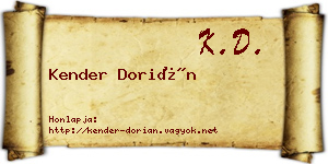 Kender Dorián névjegykártya